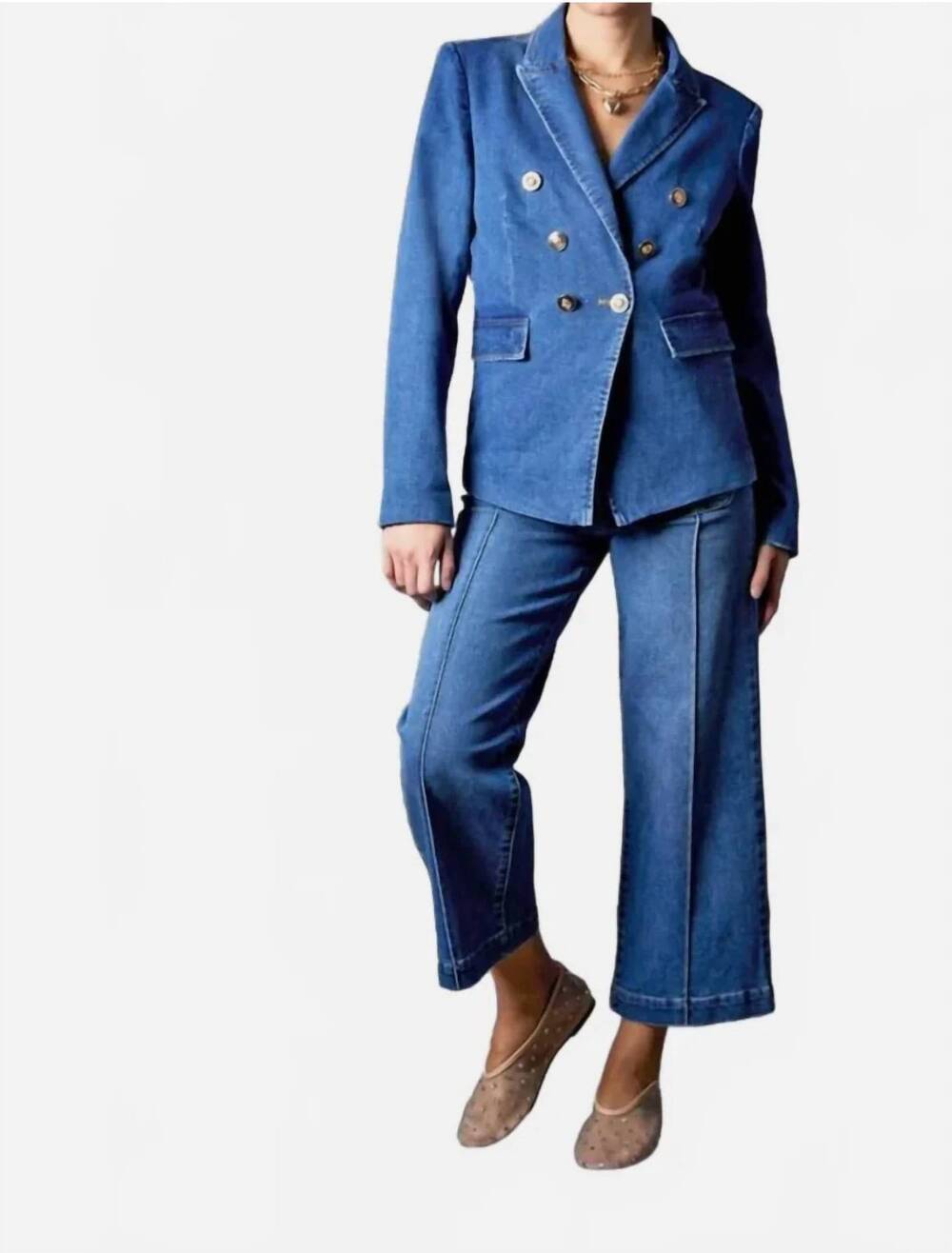 NEW BLUE REVIVAL blake double breasted blazer in denim